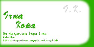 irma kopa business card